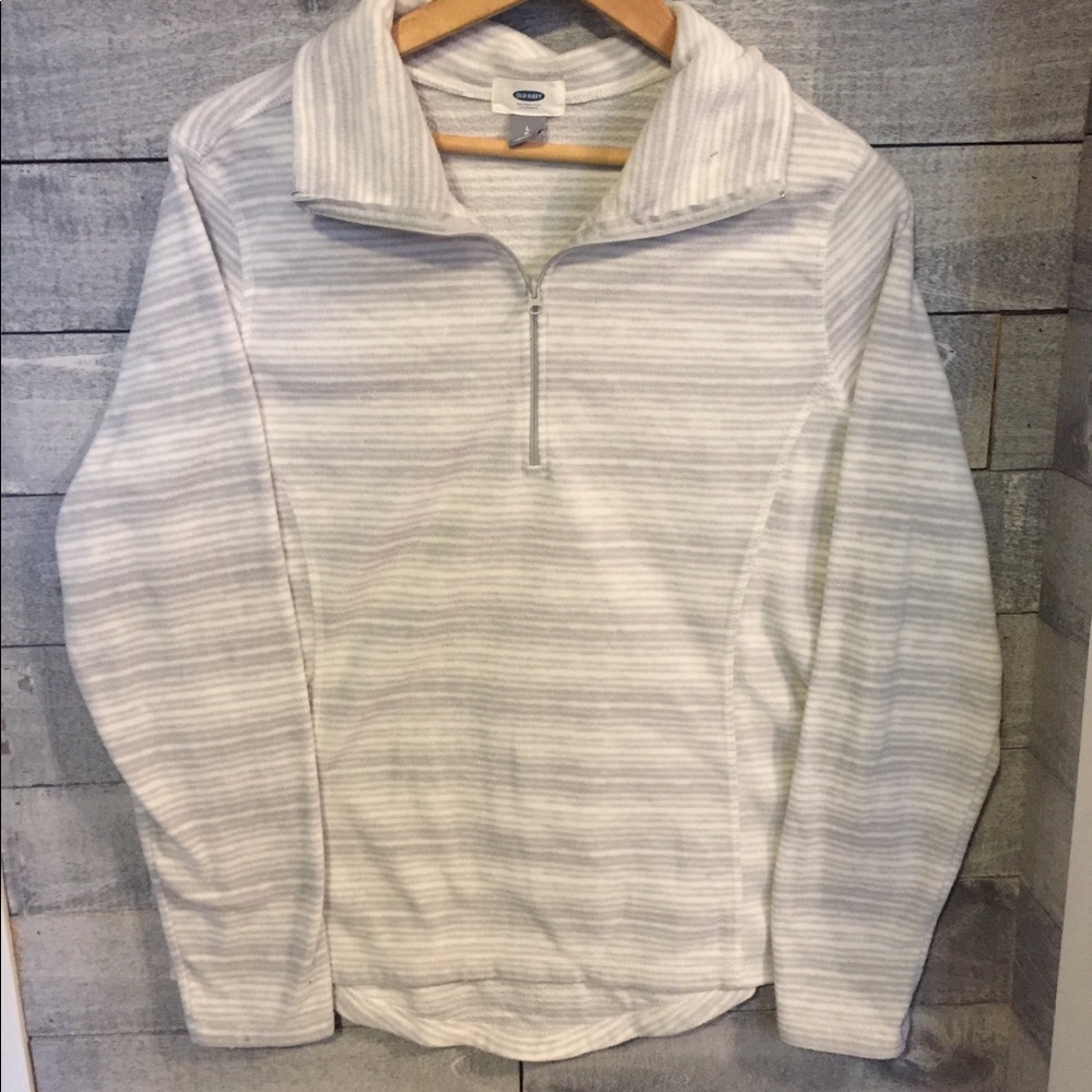Old Navy Sz Large Gray/White 1/4 Zip Pullover